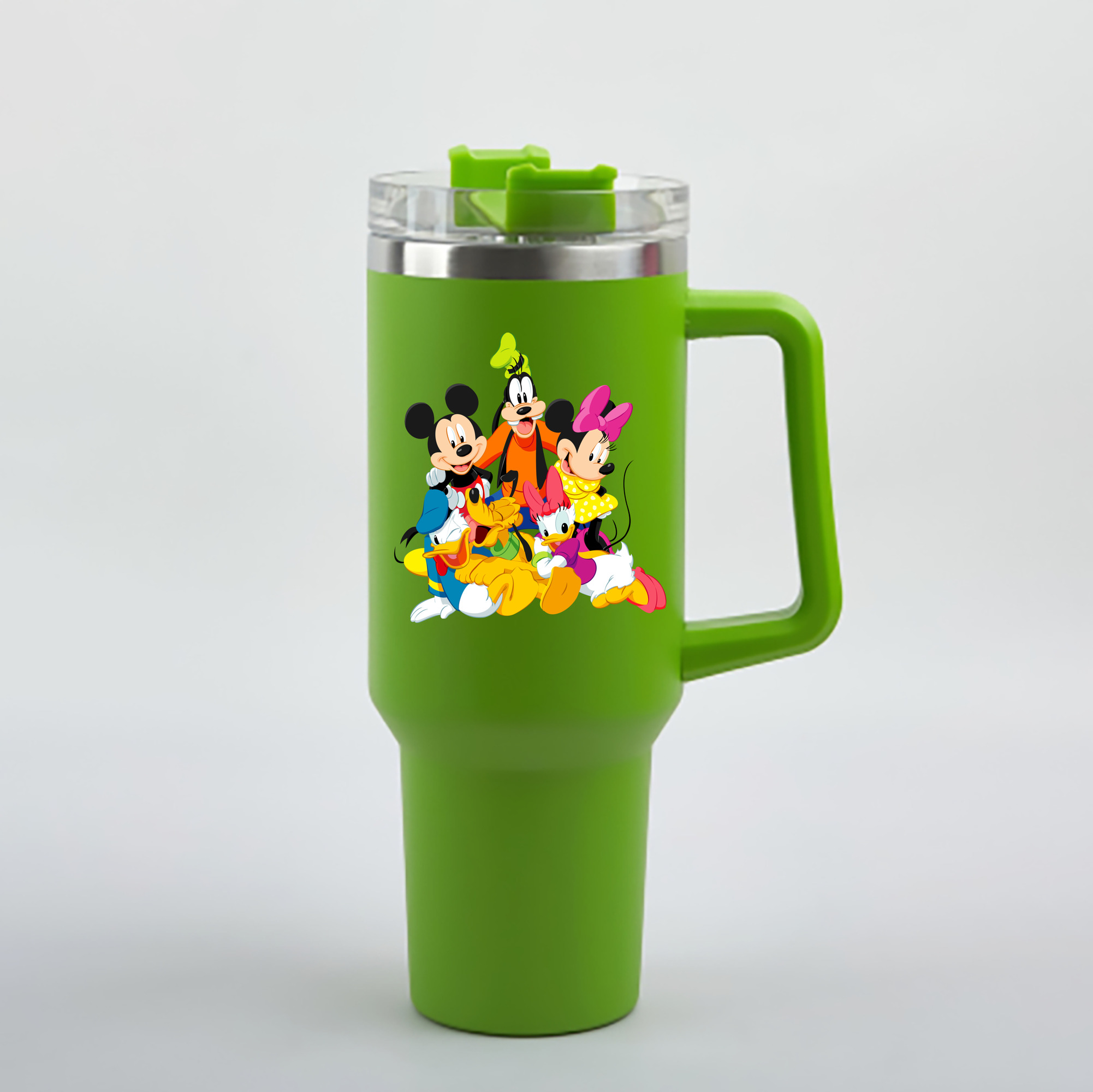 ミッキーマウス Mickey Mouse 1200mL車用タンブラー - クリスタルステッカー（プラスチックストロー付き）